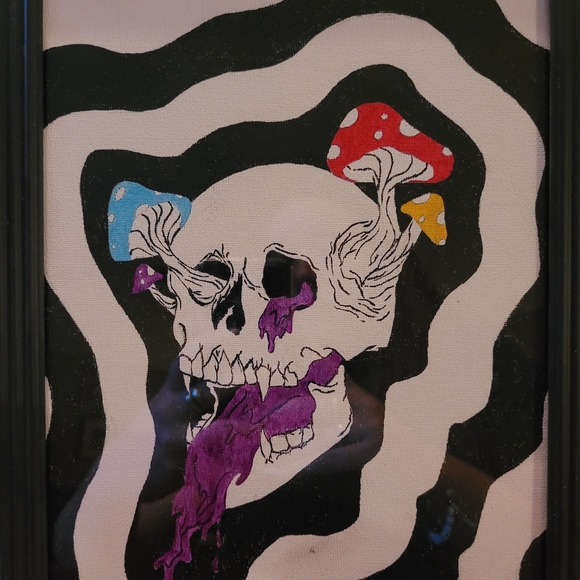 Skull Painting on an eight by ten canvas. - Picture 2 of 2